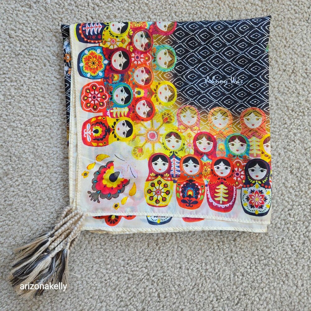 NWOT Johnny Was Silk Scarf Matroyshka Nesting Dolls #9 PRICE FIRM - Picture 9 of 10